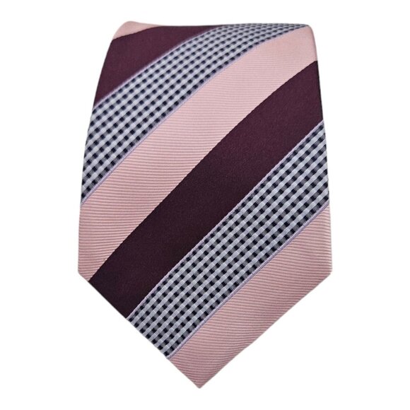 ERMENGILDO ZEGNA Purple/Pink Geometric Striped Silk Tie ITALY 61